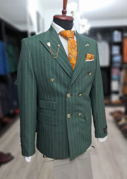 Sacou Barbati Slim Fit Cu Doua Randuri De Nasturi
