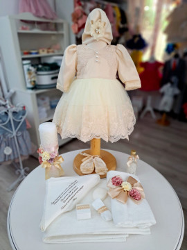 Set Botez Fetita. Rochie, Trusou si Lumanare - Img 2