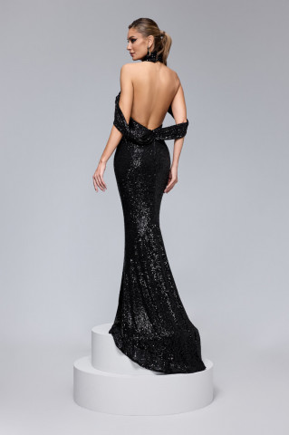 Rochie BBY Lunga Eleganta Neagra Din Paiete - Img 5