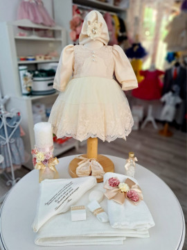 Set Botez Fetita. Rochie, Trusou si Lumanare - Img 1