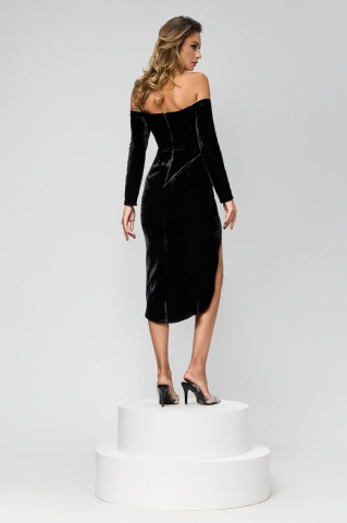 Rochie BBY Midi Eleganta Neagra din Catifea - Img 2