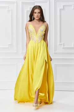 Rochie BBY Lunga Eleganta Galbena - Img 1