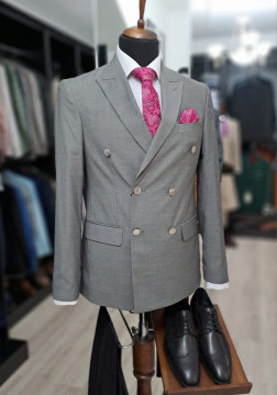Sacou Barbati Slim Fit Cu Doua Randuri De Nasturi - Img 2