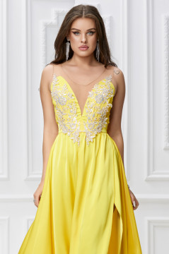 Rochie BBY Lunga Eleganta Galbena - Img 3
