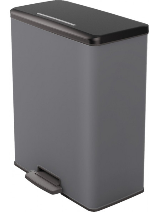 Cos de gunoi cu pedala CURVER Deco Bin Duo (2 x 26L), gri inchis