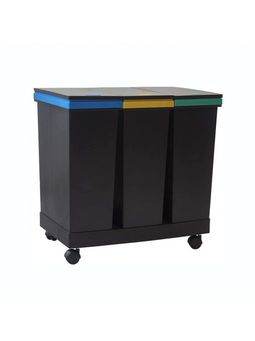 Coș de gunoi Ecobin Smarty pe roți, sistem de separare a deșeurilor, pentru interior și exterior, 63 litri