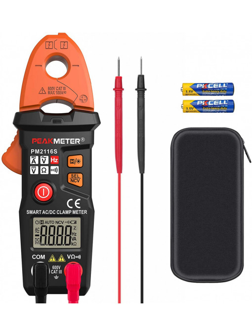 Clește ampermetric digital Peakmeter PM2116S, măsurare tensiune, intensitate, rezistență, diode și continuite în circuit