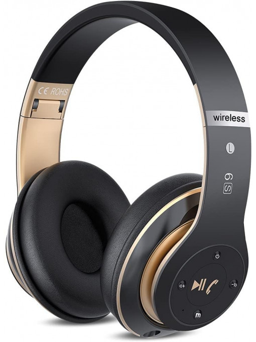 Casti wireless 6S, bluetooth, over the ear, pliabile, Noise Cancelling, microfon incorporat