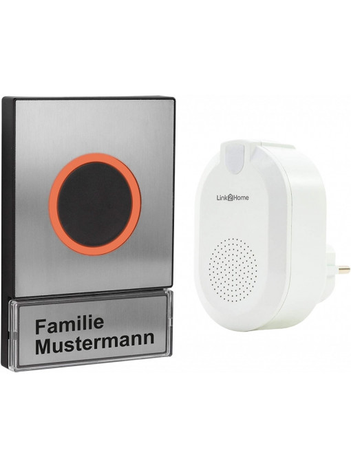 Sonerie wireless cu buton REV 0088287012 Link2Home, control din aplicatie, 6 sonerii, argintie