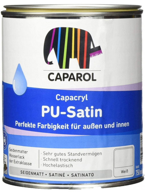Capacryl PU Satin - Lac Acrilic cu poliuretan, Universal, pentru interior și exterior, 0.75 l
