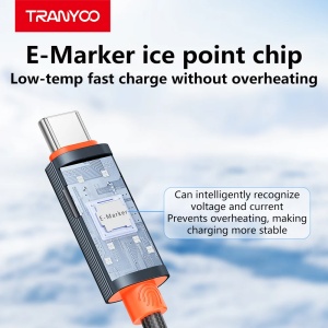 Cablu de date Tranyoo AC-6, USB la Type-C, 100W, 6A, afisaj digital de putere, cablu impletit, compatibil iOS si Android, Negru - Img 7