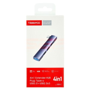 HUB extindere 4 in 1 cu conector Type-C TRANYOO HB8-C - Img 2