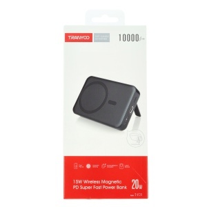 Acumulator universal extern Powerbank Magnetic Wireless 10000mAh 15W Tranyoo T-F25 BLACK