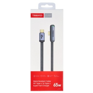 Cablu date 90 Angle Type-C - Type-C 65W Tranyoo CC-3 - Img 6