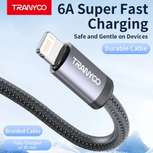 Cablu de date si incarcare rapida Tranyoo T-S20 L, USB la Lightning, cip inteligent de recunoastere, conectori din aliaj de zinc, cablu impletit din nailon, incarcare la temperatura scazuta, compatibil iPhone si iPad, Negru - Img 4