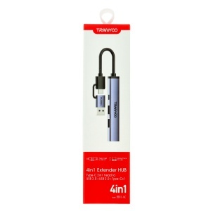 HUB extindere USB-A + USB-C 4 in 1 TRANYOO HB11-AC