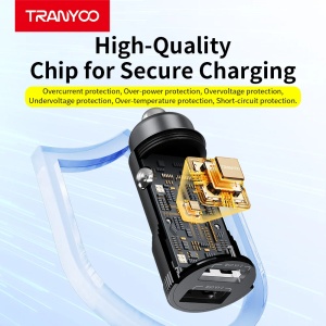 Incarcator auto Tranyoo T-C20, 2 porturi USB, 2.4A, 12W, carcasa din aluminiu, compatibil iOS si Android, Negru - Img 5
