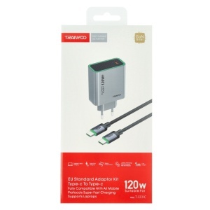 Incarcator retea Super Fast Charge Type-C - Type-C 120W TRANYOO T-EU8 C - Img 1