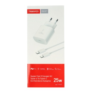 Incarcator retea Fast Charge Type-C - Type-C 25W TRANYOO T-SA2C WHITE - Img 1