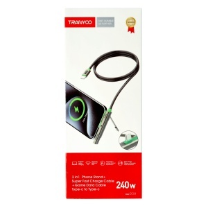 Cablu de date si incarcare rapida Tranyoo CC10, Type-C la Type-C, 240W, cu suport stand integrat, conector in unghi 90 grade, carcasa din aliaj de titan, cablu impletit, 1.2 m, pentru telefon, tableta si laptop, compatibil iOS si Android, Gri - Img 7