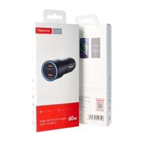 Incarcator auto Dual USB-C 2 x PD 5.0 TRANYOO 60W T-C24
