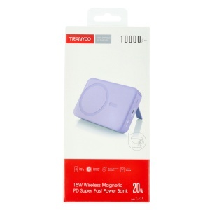 Acumulator universal extern Powerbank Magnetic Wireless 10000mAh 15W Tranyoo T-F25 PURPLE
