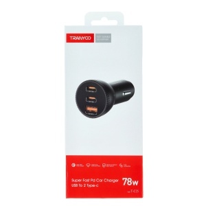 Incarcator auto 78W 2 x PD 30W + QC 5.0 cu cablu Type-C Tranyoo T-C25