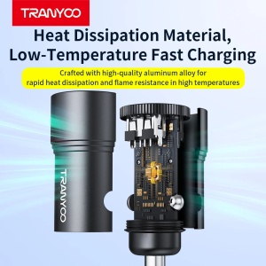 Incarcator auto Tranyoo T-C20, 2 porturi USB, 2.4A, 12W, carcasa din aluminiu, compatibil iOS si Android, Negru - Img 3
