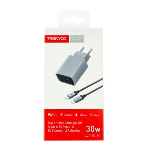 Incarcator retea Super Fast Charge USB-A + USB-C - Type-C 30W TRANYOO T-EU13 C