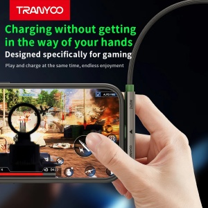 Cablu de date si incarcare rapida Tranyoo CC10, Type-C la Type-C, 240W, cu suport stand integrat, conector in unghi 90 grade, carcasa din aliaj de titan, cablu impletit, 1.2 m, pentru telefon, tableta si laptop, compatibil iOS si Android, Gri - Img 5
