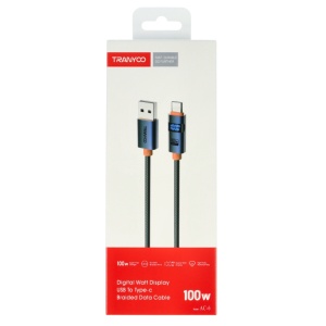 Cablu de date Tranyoo AC-6, USB la Type-C, 100W, 6A, afisaj digital de putere, cablu impletit, compatibil iOS si Android, Negru - Img 10