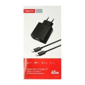 Incarcator retea Fast Charge Type-C - Type-C 45W TRANYOO T-SA7C BLACK