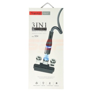 Cablu date Magnetic 3 in 1 USB - Lightning, Type-C, micro-USB 18W TRANYOO T-XS4 - Img 1
