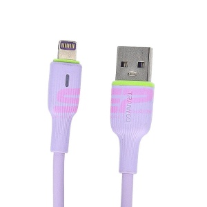 Cablu date soft silicone USB - Lightning TRANYOO Fast Charge T-X22 Purple - Img 3