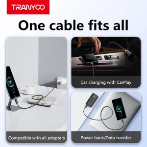 Cablu de date Tranyoo AC-6, USB la Type-C, 100W, 6A, afisaj digital de putere, cablu impletit, compatibil iOS si Android, Negru - Img 6