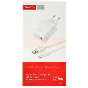 Incarcator retea Fast Charge USB - Type-C 22.5W TRANYOO EU4-C - Img 1