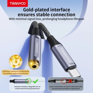 Adaptor audio jack 3.5mm - Type-C Tranyoo T-E8 - Img 3