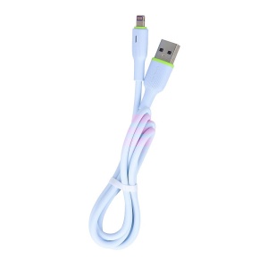 Cablu date soft silicone USB - Lightning TRANYOO Fast Charge T-X22 Blue - Img 2