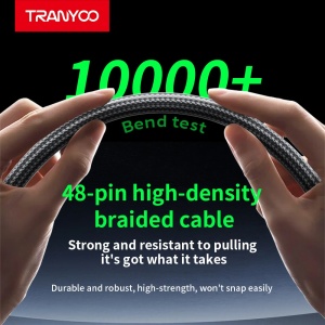 Cablu de date si incarcare rapida Tranyoo CL10, Type-C la Lightning, 40W, cu suport stand integrat, conector in unghi 90 grade, carcasa din aliaj de titan, cablu impletit 48 fire, rezistent la 10.000 de indoiri, 1.2 m, compatibil iPhone si iPad, Gri - Img 3