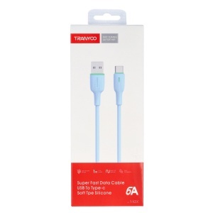 Cablu date soft silicone USB - Lightning TRANYOO Fast Charge T-X22 Blue