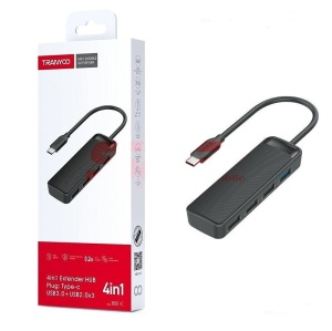 HUB extindere 4 in 1 cu conector Type-C TRANYOO HB1-C - Img 1