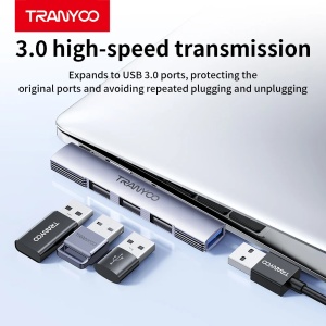 HUB extindere 4 in 1 cu conector Type-C TRANYOO HB8-C - Img 2