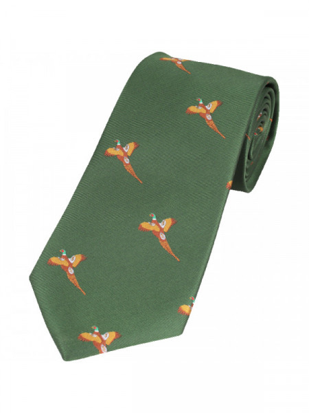 Cravata de matase Jack Pyke, cu imprimeu fazan, verde