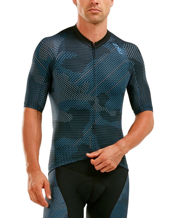 2XU - Aero Cycle Jersey - Tricou ciclism - albastru camuflaj