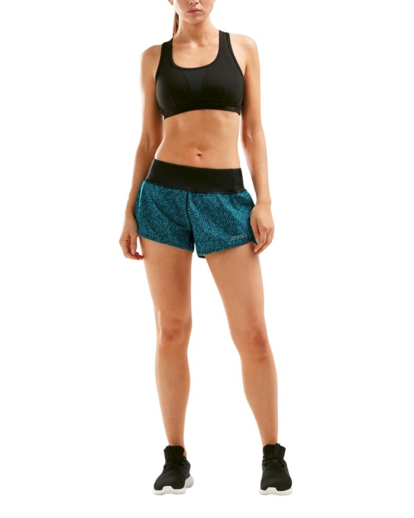 2XU - Short alergare XVENT Free Short 3" W - Rain Spot- Ocean Teal