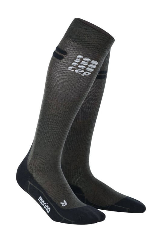 CEP Sosete inalte Run Merino Socks W gri inchis negru