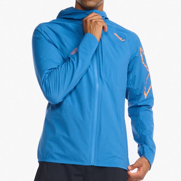 2XU - jacheta impermeabila cu elemente reflectorizante - Light Speed Waterproof Jacket - albastra starling