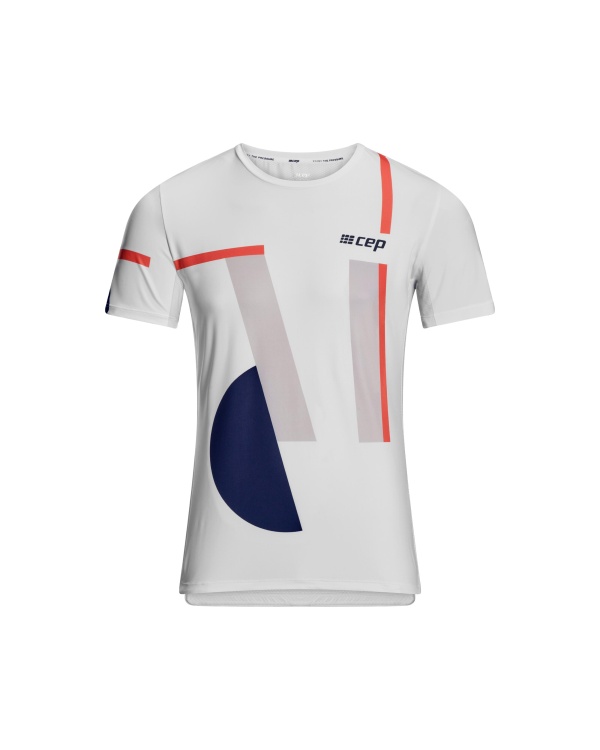 CEP - tricou tehnic - the run shirt round neck short sleeve v5 - white | geometrics