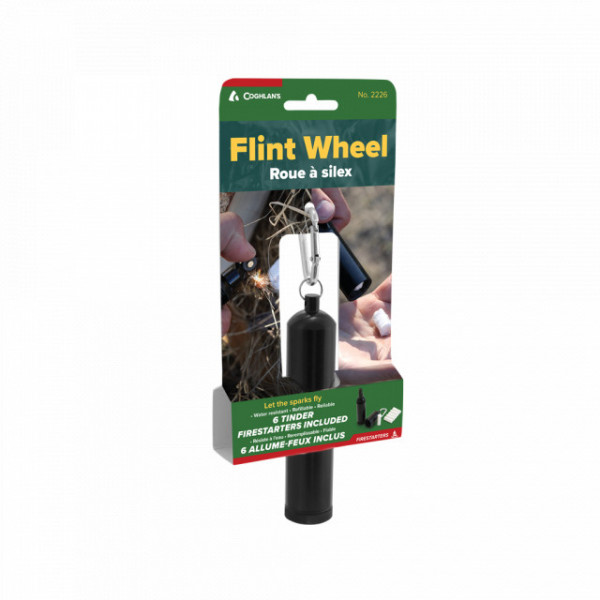 Capsula depozitare cu cremene si accesorii aprins foc Coghlans Flint Wheel - C2226