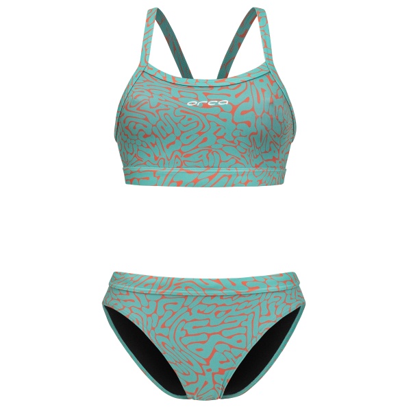 Orca - costum inot doua piese pentru femei tip bikini - albastru portocaliu Diploria